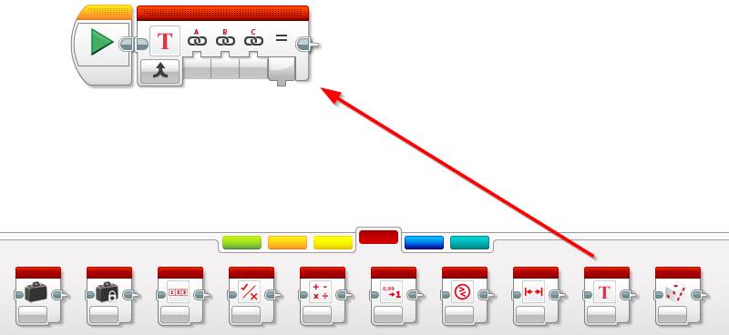 Lego EV3 przycisków programowania blok tekstu