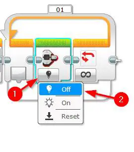 Lego Mindstorms EV3 Software - EV3 Brick Status Light Programming Block - Example Program 1 - Display Random Color - Step 2