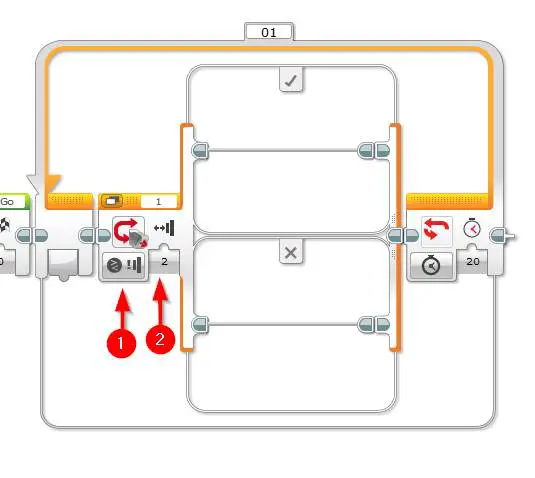 Lego Mindstorms EV3 Software - EV3 Brick Status Light Programming Block - Example Program 2 - Bump Game - Step 4