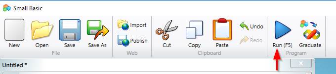 Small Basic Toolbar - Run